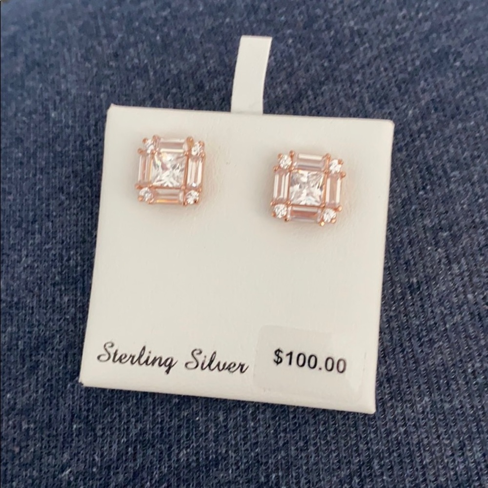 Sterling silver rose gold plated studs